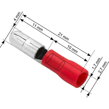 Červená izolovaná svorka 4mm 21mm