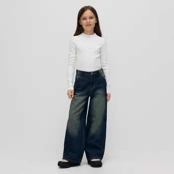 Dívčí džíny Reserved - Džíny super wide leg s aplikací - tmavomodrá - 823FF-59J - 823FF-59J-122