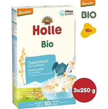 Dětská kaše HOLLE BIO Junior musli vícezrnné s obilnými vločkami 3× 250 g