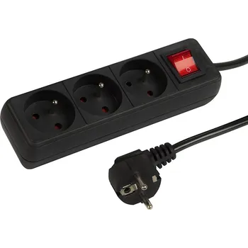 Prodlužovací kabel Prodlužovací kabel 3-zásuvky s vypínačem 5m černý