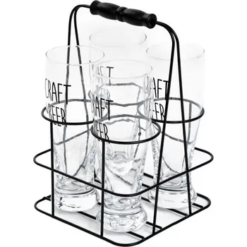 Sklenice PIVNÍ SET | RAYA | s kovovým stojanem, 4 ks | 0,4 l | 894775 Cena za 4 sklenice + stojan