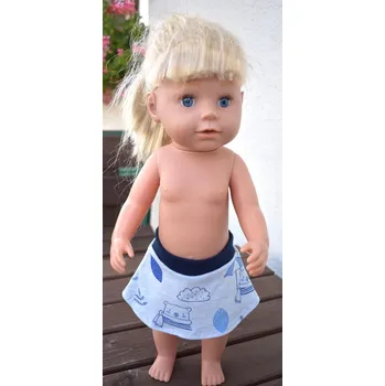 Doplněk pro panenku Sukně světle modrá s medvědy