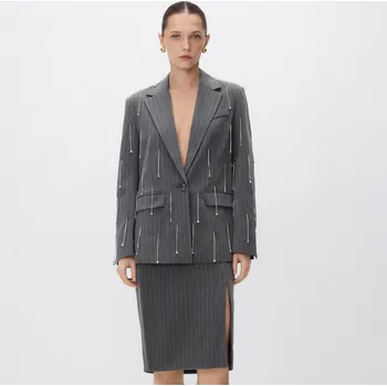 Dámská sukně Reserved - Sukně s rozparkem - světle šedá - ZX991-09X - ZX991-09X-S