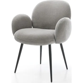 Jídelní židle DELIFE Jídelní židle Nube-Flex s područkami potahová látka Měkký šedá 4-nohá zúžená černá taštičkové pružiny