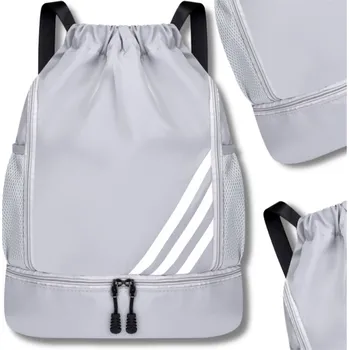 Městský batoh Camerazar Šedý sportovní batoh na gymnastický trénink se stažitelným uzávěrem