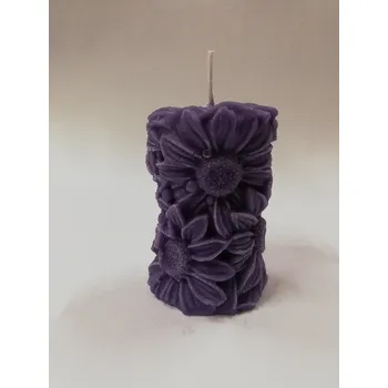 Svíčka Svíčka vonná z palmového vosku - Válec slunečnice 7 cm - tmavě fialová Vůně: eukalyptus