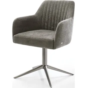 Jídelní židle DELIFE Jídelní židle Greg-Flex bouclé měkký tmavě béžová křížová podnož grafit 360° otočný houpací funkce taštičkové pružiny