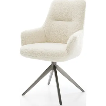 Jídelní židle DELIFE Jídelní židle Zelia-Flex s područkami plyšový manšestr béžová křížová podnož široká grafitová 360° otočná houpací funkce taštičkové pružiny