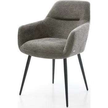 Jídelní židle DELIFE Jídelní židle Pejo-Flex bouclé měkký tmavě béžová 4-nohá zúžená černá taštičkové pružiny