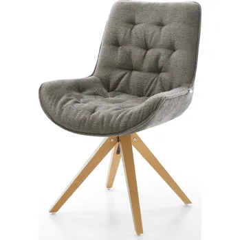 Jídelní židle DELIFE Jídelní židle Taimi-Flex bouclé měkký tmavě béžová dřevěná podnož hranatý přírodní 180° otočný