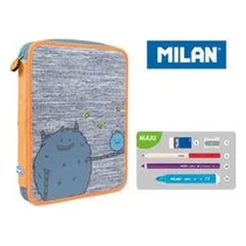 Set školních potřeb Piórnik Milan 1-poziomowy duży z wyposażeniem MIMO pomarańcz