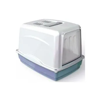 Toaleta pro kočku WC kočka Vicky kryté s filtrem, 54x39x39cm-modrá