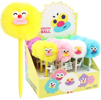 Gelové pero JUNIOR Sausage Mouth PomPom 0,5 mm, modrá náplň (mix barev)