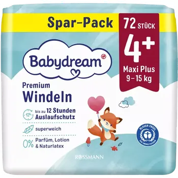 jednorázová plena Babydream Jednorázové plenky Premium Maxi Plus 9–15 kg, vel. 4 72 ks