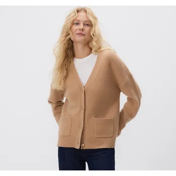 Dámský svetr Reserved - Vlněný kardigan - zlatavá hnědá - 606FW-82X - 606FW-82X-L