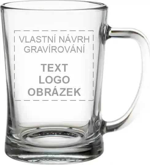 Skleněný půllitr s vlastním návrhem gravírováno laserem