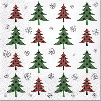 Papírový ubrousek Vánoční ubrousky CHRISTMAS TREE CHECK 20 ks
