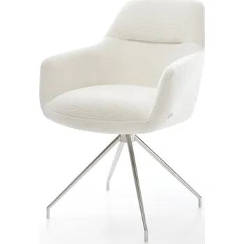 Jídelní židle DELIFE Jídelní židle Pejo-Flex bouclé měkký béžová křížová podnož zúžená nerezová ocel taštičkové pružiny