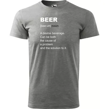 Pánské tričko Sablio Tričko s potiskem Beer - šedé S