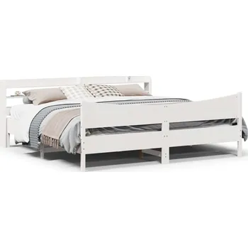 Postel zahrada-XL Rám postele s čelem bílý 180 x 200 cm masivní borovice 3307036