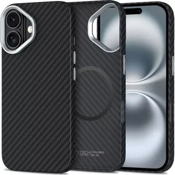Pouzdro na mobilní telefon Pouzdro Tech-Protect Ion Carbon MagSafe iPhone 16 černý-stříbrný