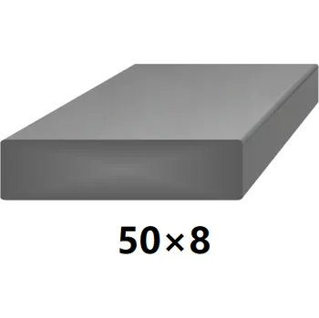 Stavební materiál Plochá plná ocelová tyč 50x8 mm (pásovina), bez povrchové úpravy 3 m (J-P50x8-3)