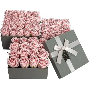 Mýdlo Mýdlová kytice Noir Rose S | Šedý Čtvercový Flower Box