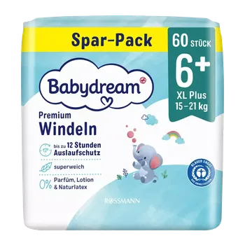 jednorázová plena Babydream Jednorázové plenky Premium XL 15–21 kg, vel 6+ 60 ks