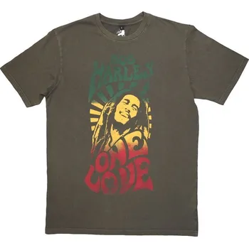 Pánské tričko Bob Marley Tričko One Love Gradient Stone Wash Unisex Green S