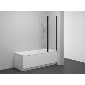 Ravak vanová zástěna 100 x 150 cm zalamovací pravá černá sklo transparent 7QRA0300Z1