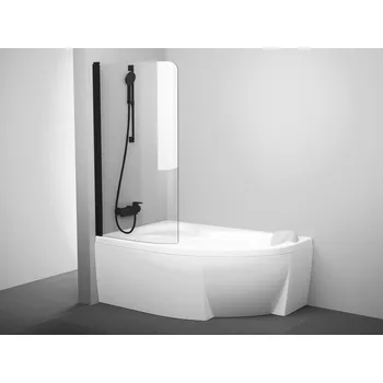 Ravak Rosa vanová zástěna 85 x 150 cm otevírací levá černá sklo transparent 7QLM0300Y1