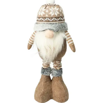 Vánoční dekorace Stojící vánoční skřítek Damin, teleskopické nohy, 13x9,5x48cm, šedá