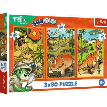Puzzle Trefl Puzzle 3x80 Treflíci ve světě dinosaurů