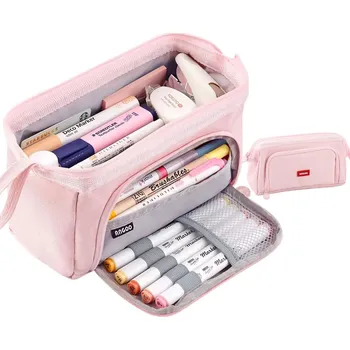 Penál Camerazar Klasický penál, růžový, prostorný organizér
