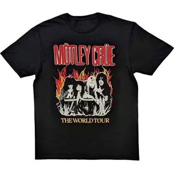Pánské tričko Mötley Crüe Vintage World Tour Flames Black 2XL Tričko