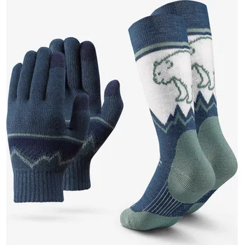 Pánské ponožky QUECHUA Sada dětských rukavic a ponožek limitovaná edice 8 LET ZELENÁ