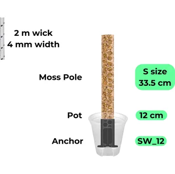 Květináč Samozavlažovací kotevní sada / kotva, květináč a tyč - 12 cm , Průsvitná matná