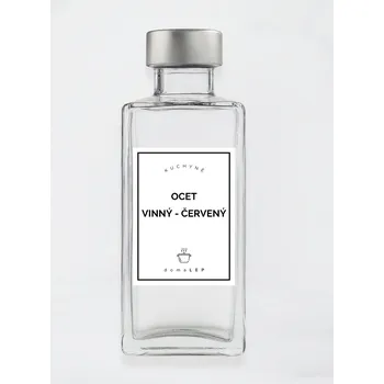 Samolepící etiketa Samolepka na láhev OCET VINNÝ - ČERVENÝ – bílá, 6 x 8 cm, tučné písmo