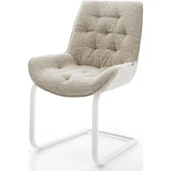 Jídelní židle DELIFE Jídelní židle Taimi-Flex tkanina Měkký béžová jídelní židle plochá bílá