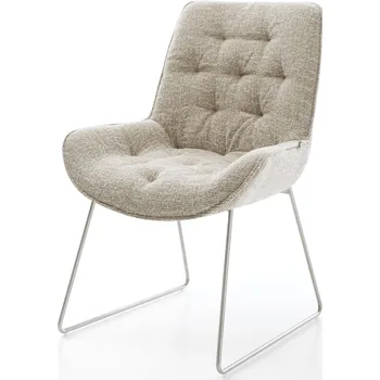 Jídelní židle DELIFE Jídelní židle Taimi-Flex látka Měkký béžová tenká podnož nerezová ocel