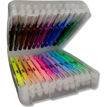 TopKing Mega sada gel pens, neonové, pastelové, třpytivé, metalické v organizéru, 48 ks