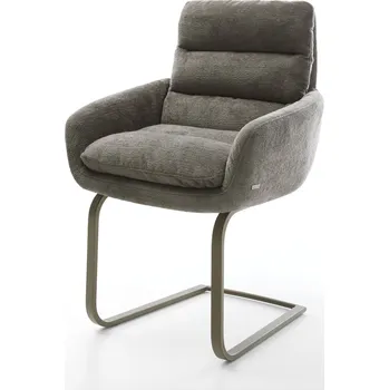 Jídelní židle DELIFE Jídelní židle Abelia-Flex s područkami bouclé měkký tmavě béžová konzolová podnož plochý titanová barva