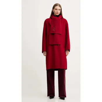 Dámský kabát Kabát s vlnou Liu Jo vínová barva, MF5025 T4627 MF5025.T4627 83X, vel. 38