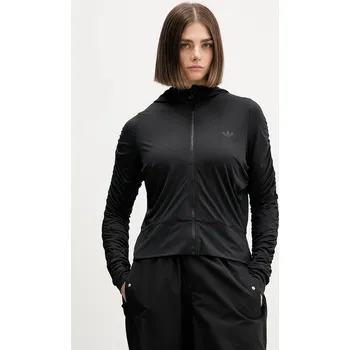 Dámská mikina Mikina adidas Originals Ruched dámská, černá barva, s kapucí, hladká, JW2807 99X, vel. XS