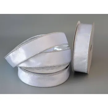 Stuha Semišová stuha 3,8 cm x 9 m - BÍLO-STŘÍBRNÁ