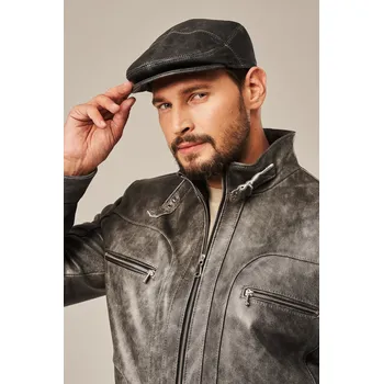 Kšiltovka Pánská kožená kšiltovka šedá (XL - 44)
