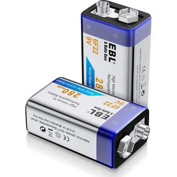 Článková baterie EBL nabíjecí 9V NI-MH baterie 280mAh