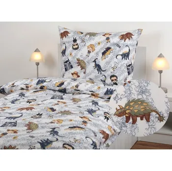Povlečení JAN peří Dětské bavlněné povlečení - renforce - cesta do pravěku - Dětské bavlněné povlečení - renforce - cesta do pravěku - souprava povlečení 70x90 + 140x200