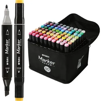 Fixy M&G Marker oboustranné, sada 80 ks v tašce