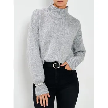 Dámský svetr Sinsay - Proužkovaný rolák - šedá - 240GT-09M - 240GT-09M-M